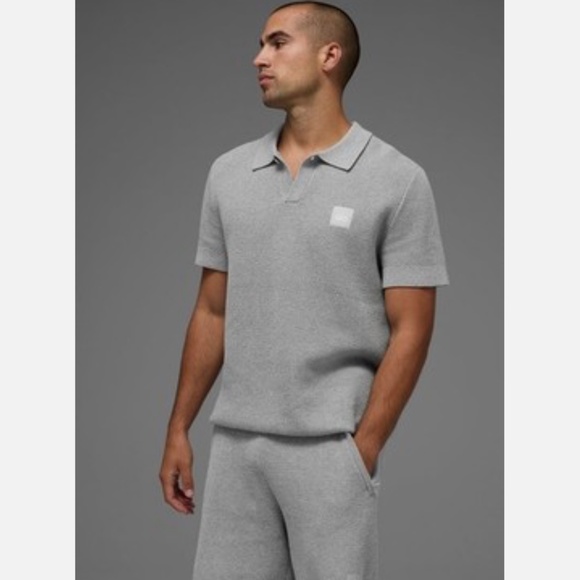 Alo Sports Club Sweater Knit Polo Grey Size XL - Picture 1 of 15